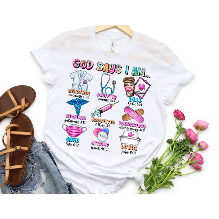 God zegt dat ik... Overhemd - Shirt voor verpleegsters voor wholesale door The Shirt Company