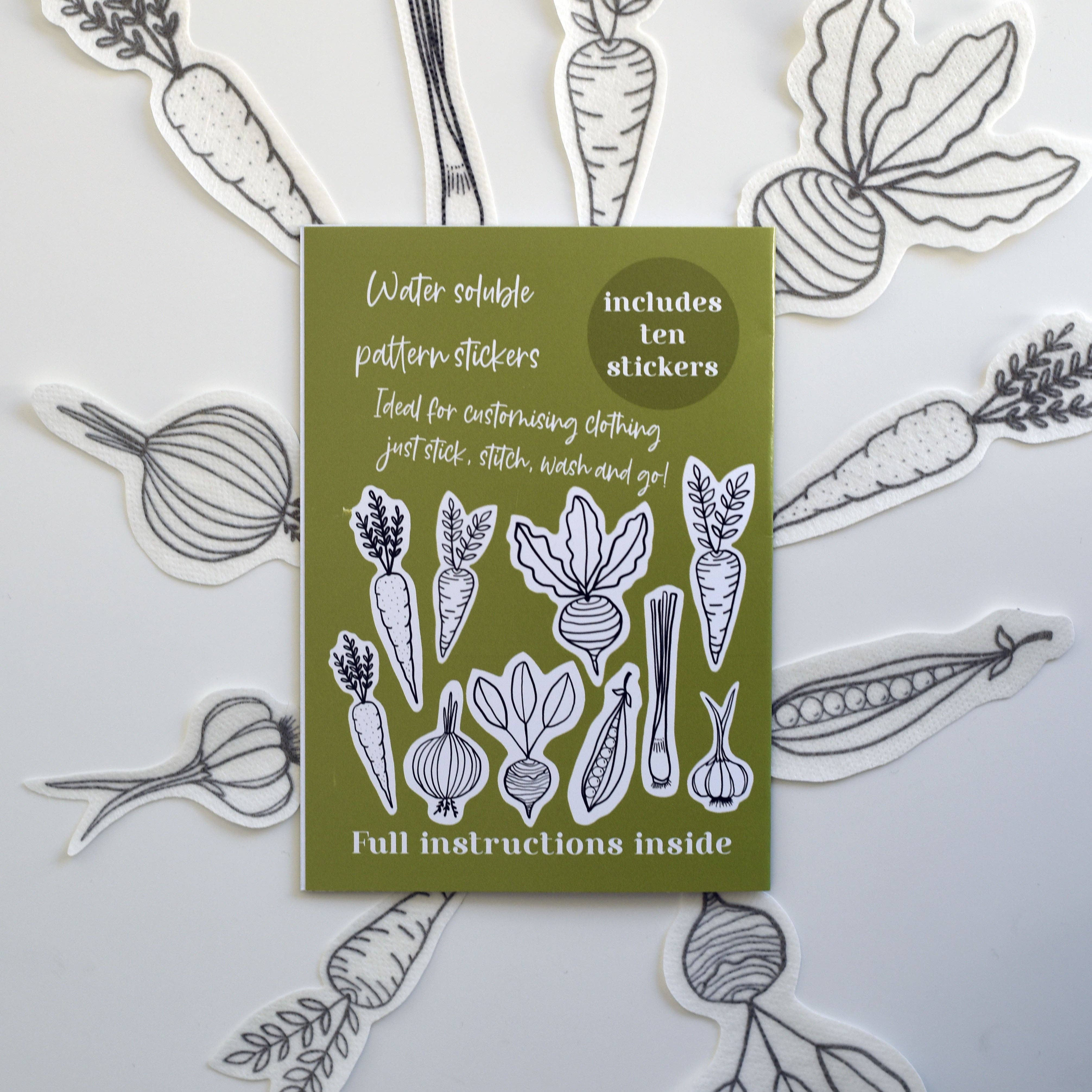 Blackbird & Bloom Embroidery - Wholesale Embroidery/Cross Stitch Supplies - Garden Vegetables Stick & Stitch Embroidery Patterns3