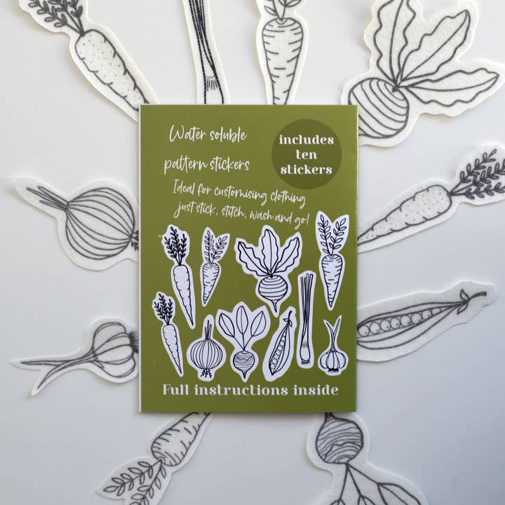 Blackbird & Bloom Embroidery - Wholesale Embroidery/Cross Stitch Supplies - Garden Vegetables Stick & Stitch Embroidery Patterns3