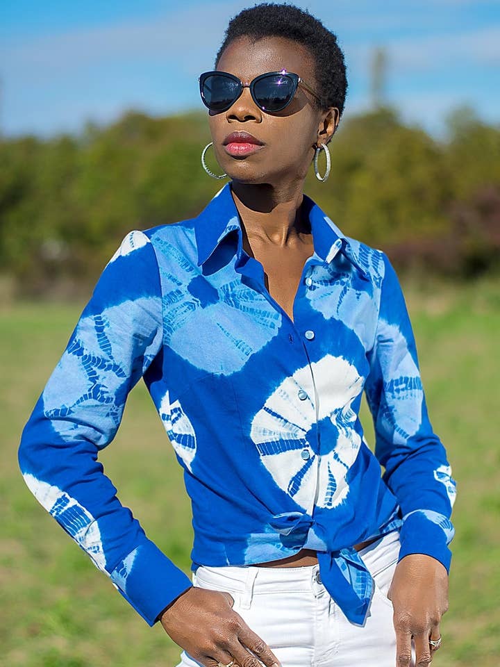 Camisa de algodão orgânico Larissa tie & dye por atacado de Kalyca