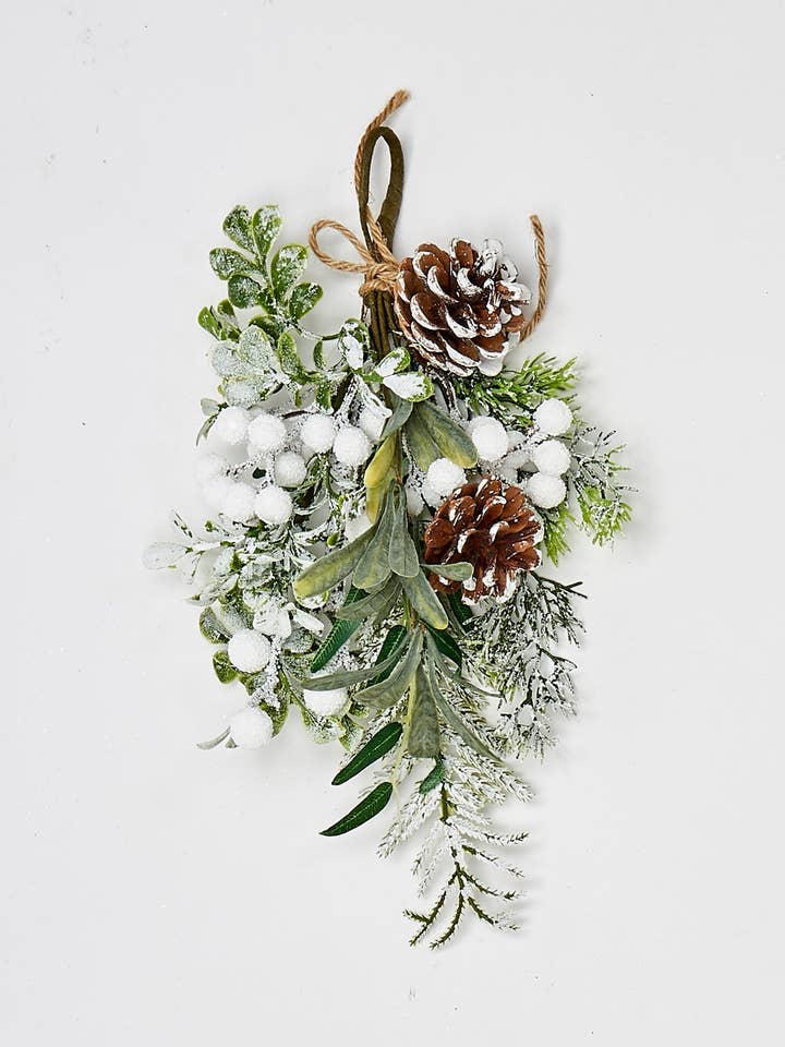 12" Pine Cone Berry & Green Leaves Mini Teardrop for wholesale by WORTH IMPORTS