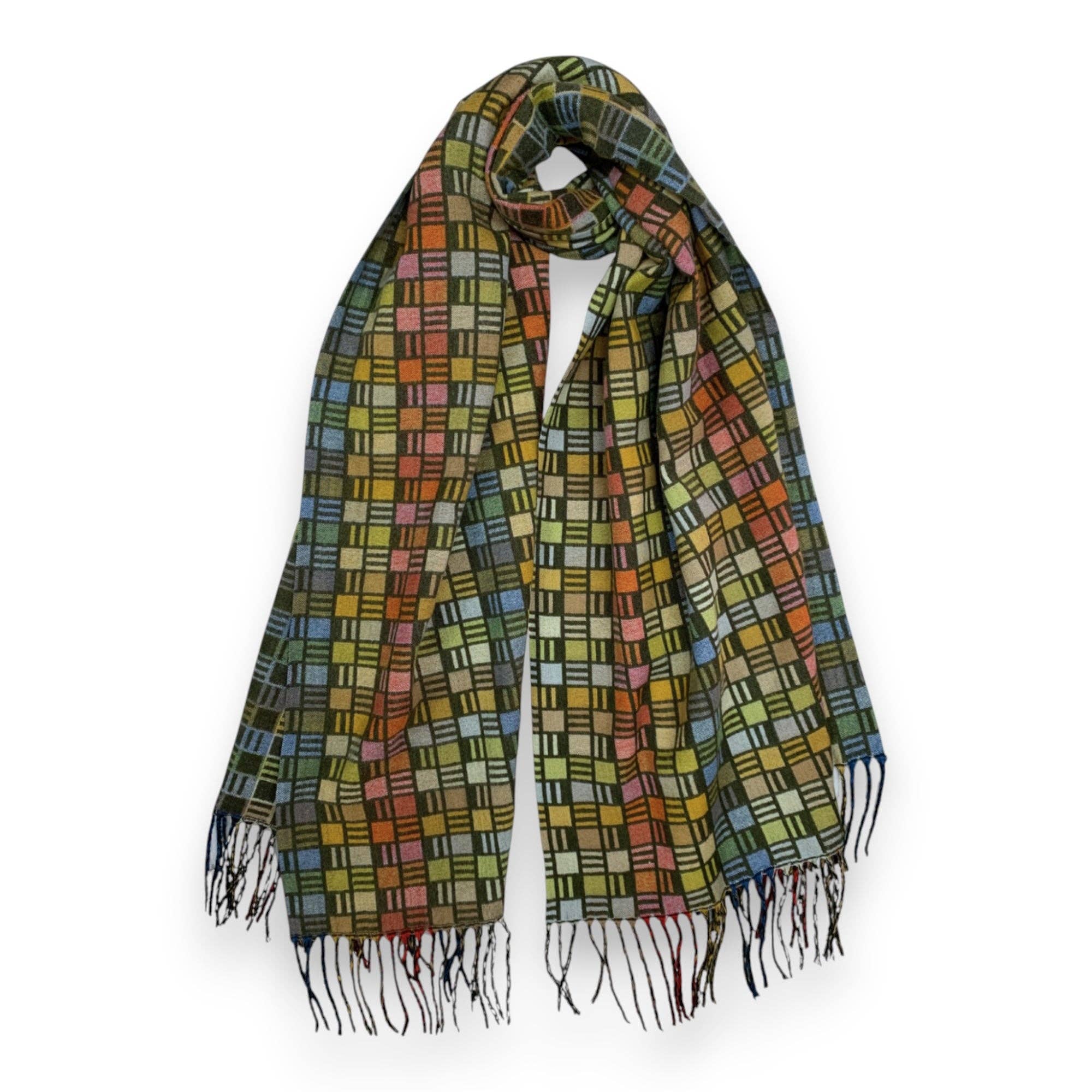 Lili Scarves (US Duty Free) – wholesale Halsduk - Dam – Cube Print Cashmere-blandning Vinterhalsduk3