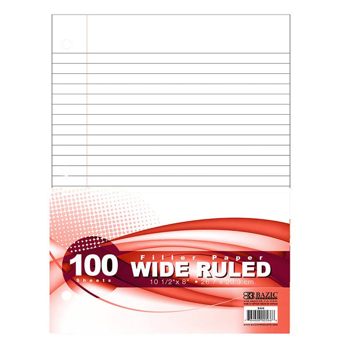 BAZIC Products - Wholesale Notepad - Filler Paper W/R 100 Ct.