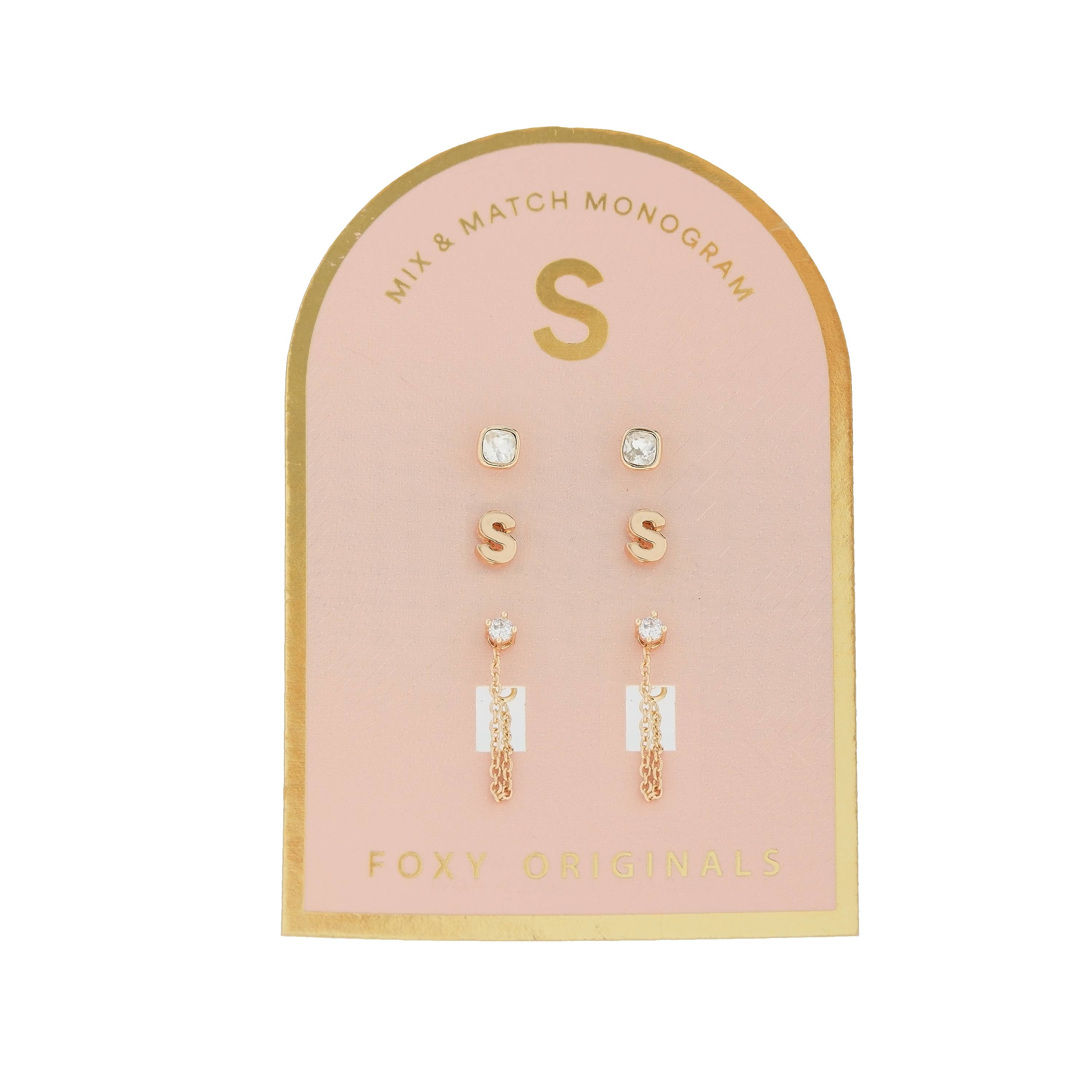 Foxy Originals - Wholesale Jewelry Set - Monogram Collection | Alphabet Mix & Match Earrings Pack21