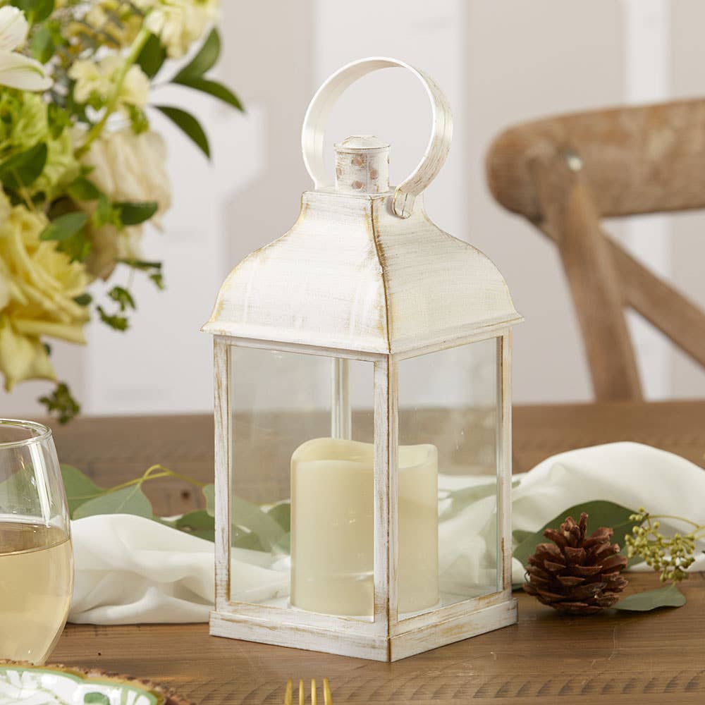 Kate Aspen – wholesale Lantern – LED Vintage Decorative White Lantern - Marrakesh (Set of 2)6