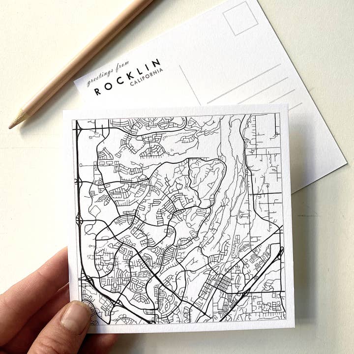 Turn-of-the-Centuries – Großhandel Postkarten – Rocklin California City Lines Karte - Postkarte