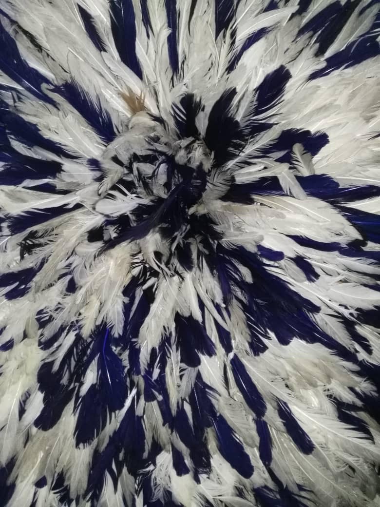 HOME DECOR FR - Wholesale Decorative Tabletop Object - White, navy blue and gray speckled juju hat5