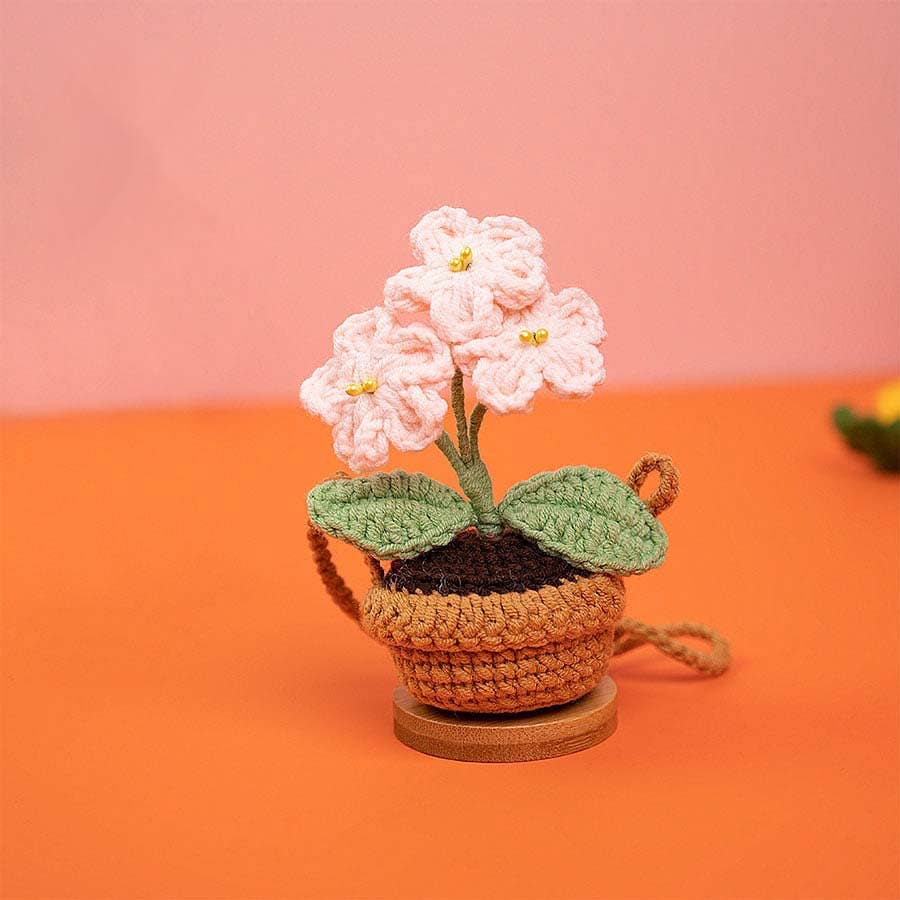 Anh2 LTD - Wholesale Car Decorative Charm - Unisex - Crochet Forget Me Not Flower Plant Basket Car Mirror Hanging7