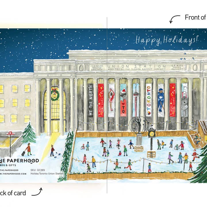 The Paperhood - Venta al por mayor Tarjetas de felicitación de Navidad - Tarjetas navideñas envolventes de Toronto Union Station, caja de 81