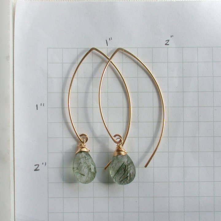 Linda Trent Jewelry - Wholesale Dangle Earrings - Moss Rutilated Quartz Threader Earrings