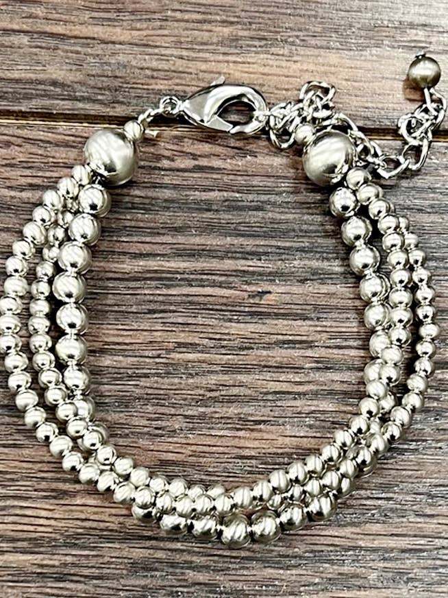 711440, Håndlavet Sølv Navajo Perle Justerbar Armbånd for engroshandel hos ISAC Trading Inc