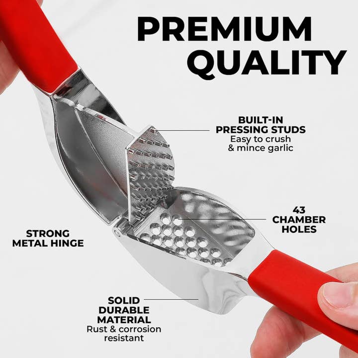 Zulay Kitchen - Wholesale Kitchen Tool/Gadget - Garlic Press Stainless Steel w/ Peeler and Brush