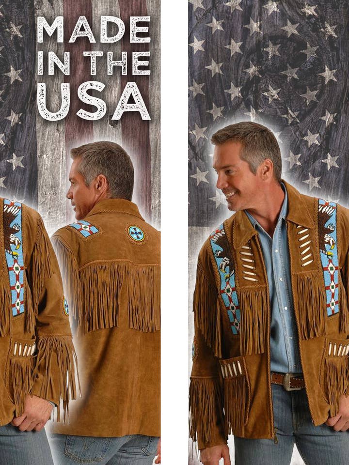 Liberty Wear – wholesale Jacket – Men's – 485 - Mens Bead, Braid, & Fringe Suede Jacket
