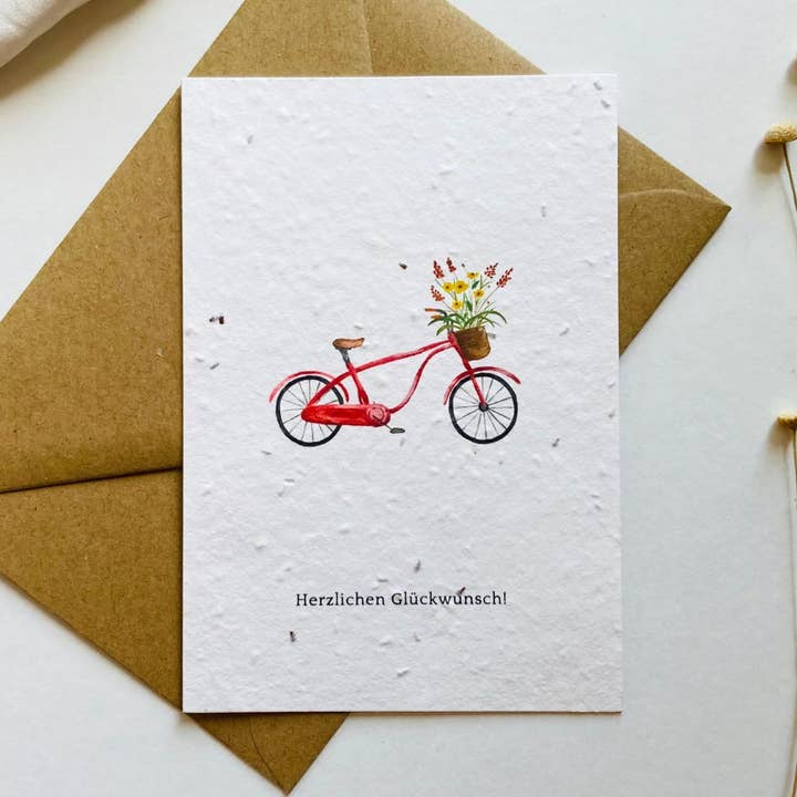 Einpflanzbare Glückwunschkarte | Samenkarte | Fahrrad für den Großhandel von BlühWerk Papeterie OG