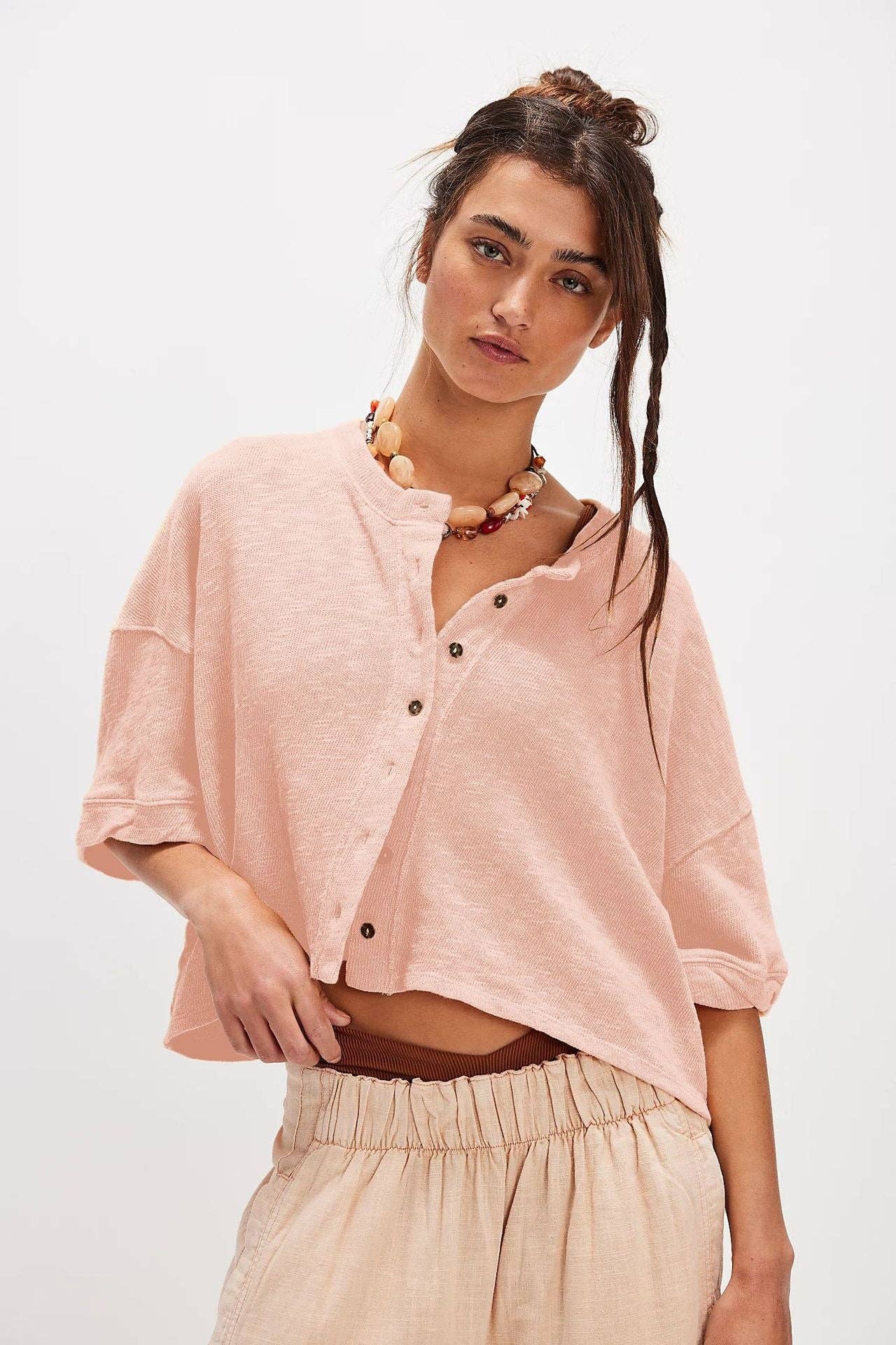 Sweetkama - Wholesale Cardigan - Women's - Ladies Solid Color Midi Sleeves Knitted Cardigan15