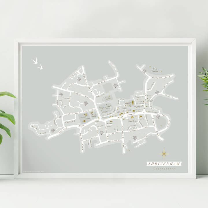 Britain Illustrated – Mapa por atacado – Impressão ilustrada do mapa de Shrivenham