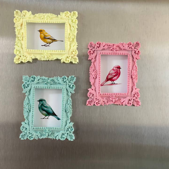 Somone Studios - Wholesale Magnet - Magnets-Bird Print Magnet-Yellow2