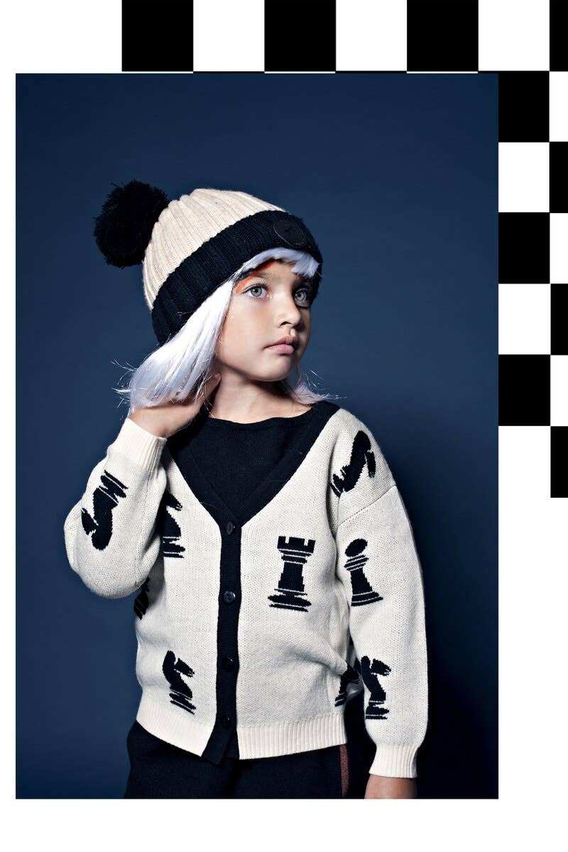 Amour Bows - Wholesale Cardigan - Kids - Chess Sweater Cream1