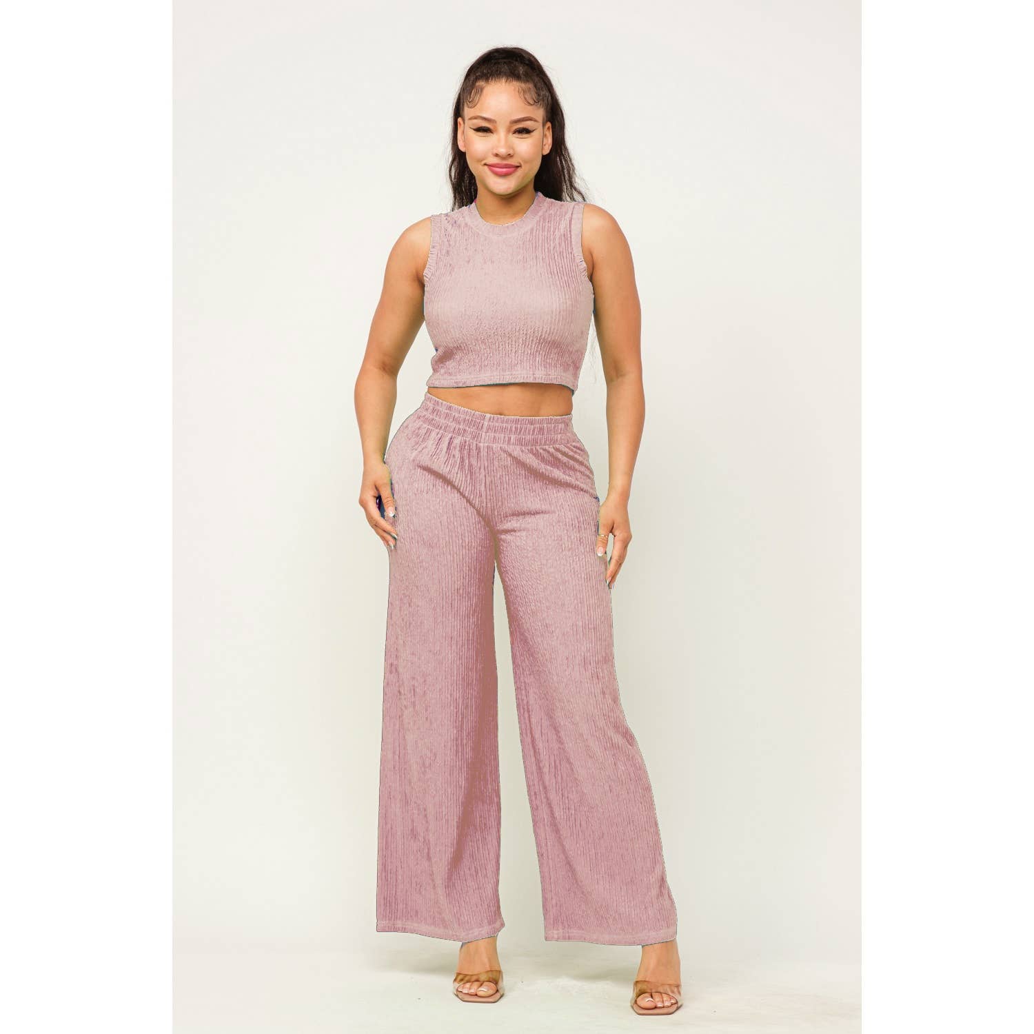 ITSSY - Wholesale Top & Pant Set (NOT Loungewear) - Women's - CROP TOP AND WIDE PANTS SET3