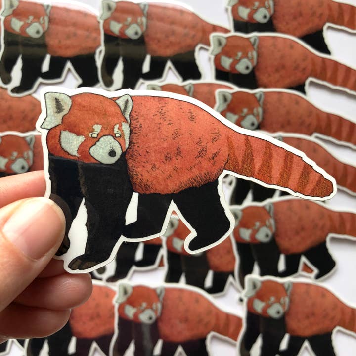 Autocollant Panda Rouge pour la vente par Sadly Harmless Illustration