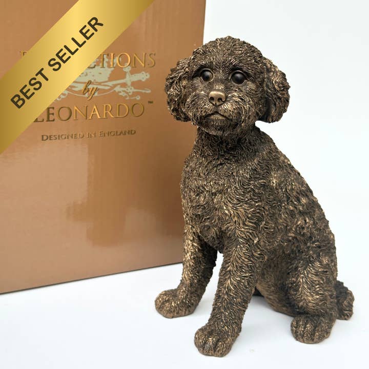 Cockapoo figurine, Leonardo Reflections Bronzed range, gift boxed (17cm) for wholesale by Animal Crackers