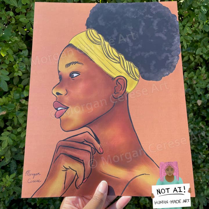 Impression artistique Sunkissed 8 « x 10" ou 11 « x 14" - Décoration de femme noire pour la vente par Morgan Cerese Art