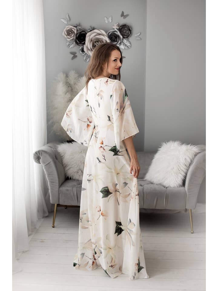 Eva & Lola - Epsilonn - Wholesale Dress - Women's - Long floral dress with ruffle sleeves - R14232