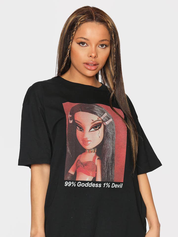 99% Goddess 1% Devil Black T-Shirt for wholesale by Splashy
