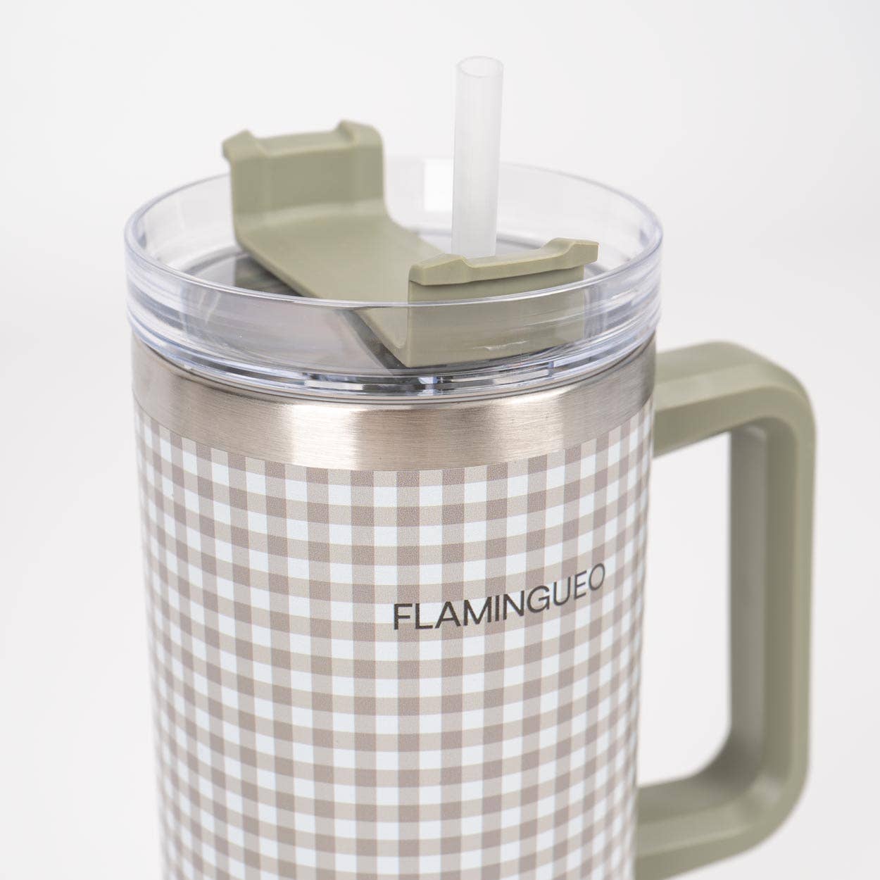 Flamingueo - Wholesale Insulated Mug/Tumbler - Botella térmica de acero inoxidable vichy caqui1