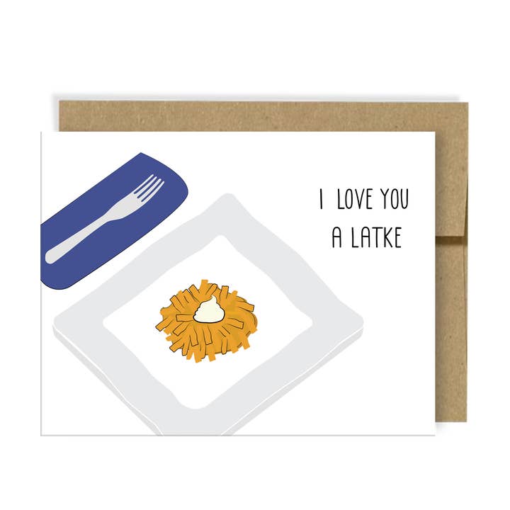 Carte Latke Hanukkah, imprimée à Atlanta sur du papier de 110 livres pour la vente par Neighborly Paper