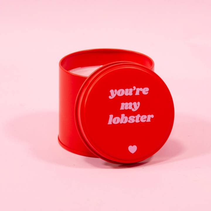Love Bug You’re My Lobster Red Valentine Tin Candle for wholesale by Flamingo Candles
