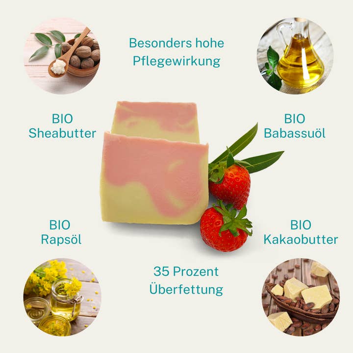 Kleine Auszeit Manufaktur - Vente Lotions corporelles/Gels douches - Beurre de douche fraise-rhubarbe2