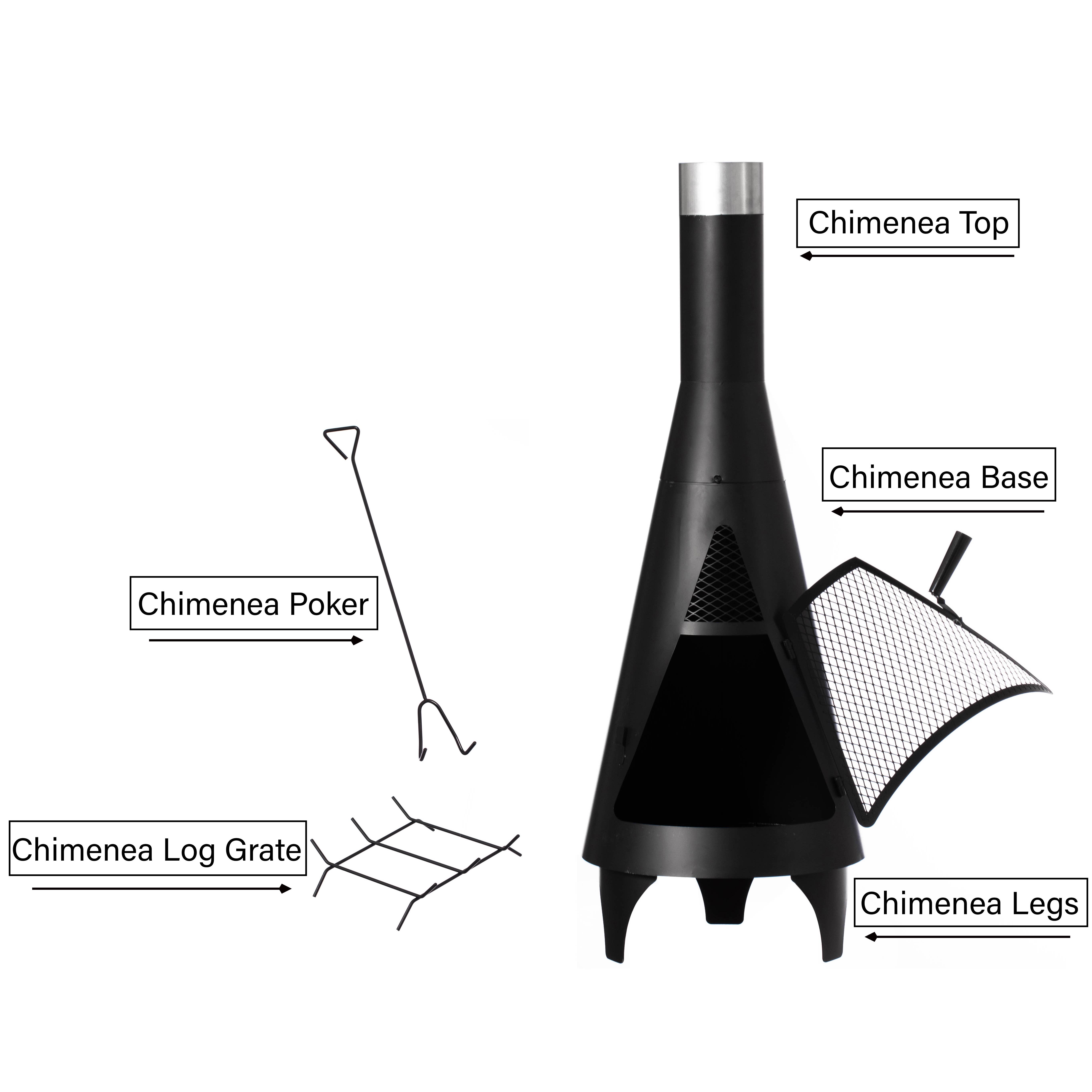 Quickway Imports – wholesale Fire pit – 50" Black Outdoor Metal Wood Burning Chimenea Patio Heater3