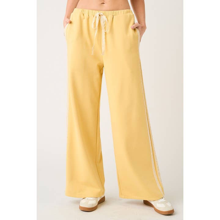 mittoshop - Wholesale Pants - Women's - LACE STRIPED ELASTIC WAIST TERRY SWEATPANTS22