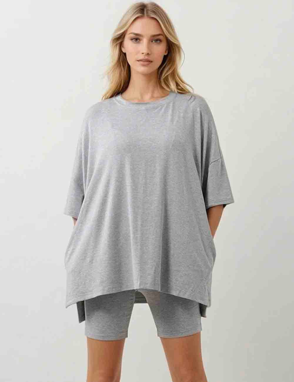 Sweetkama - Wholesale Lounge Set - Women's - Ladies Loose Top and Shorts 2PCS Casual Tee Set SKST2312931