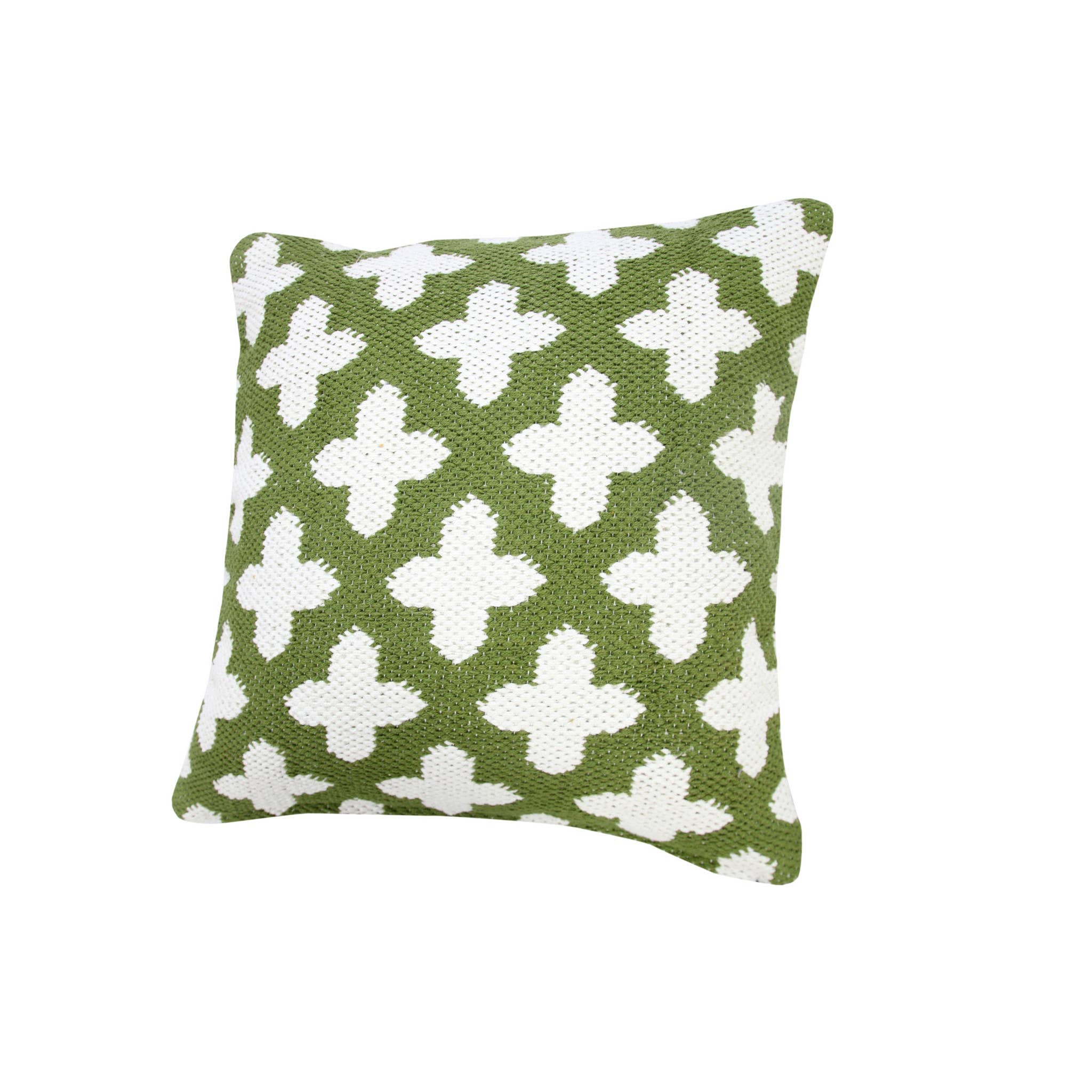HomeRoots – wholesale Throw/decorative pillow – 20" X 20" Green And White Cotton Geometric Zippered Pillow2