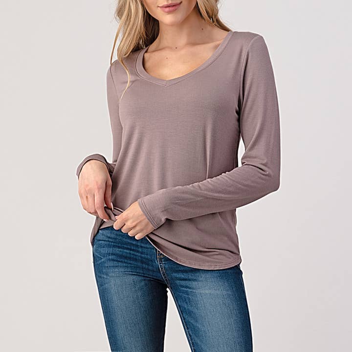 Modal Long Sleeve V-neck Relaxed Fit T-shirt, T249 and other Purchase Wholesale black v neck t shirts. Free Returns & Net 60 Terms on Faire trending on Faire.