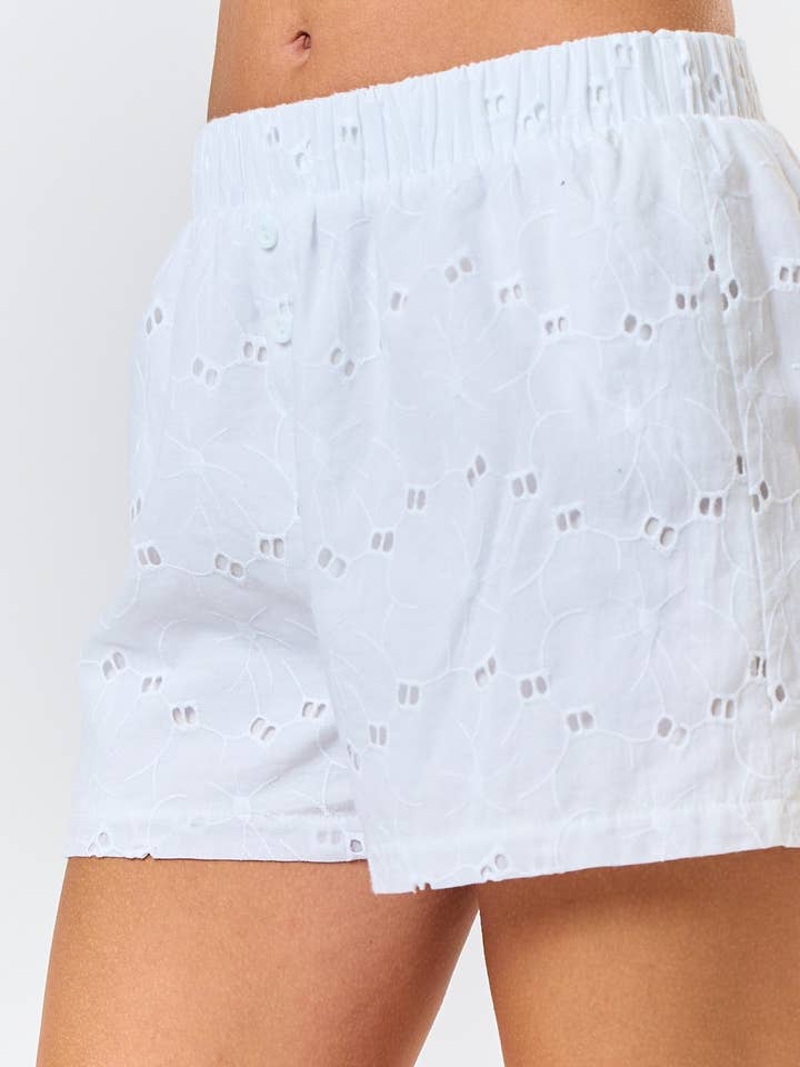 Eyelet Elastic Waist Boxer Shorts for wholesale by Blue Blush