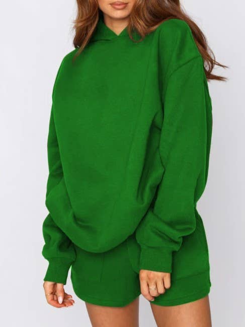 Rosa Clothing - Wholesale Lounge Set - Women's - basic loose hoodie & drawstring short 2 piece set35