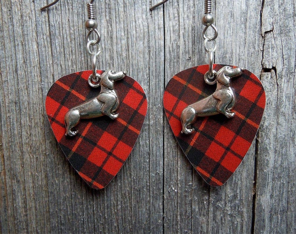Simply Raevyn - Wholesale Dangle Earrings - Dachshund Charm Guitar Pick Earrings29