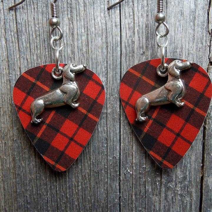 Simply Raevyn - Wholesale Dangle Earrings - Dachshund Charm Guitar Pick Earrings29