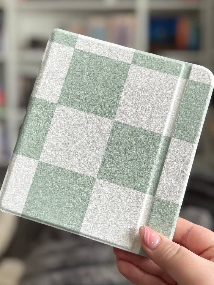 Green Checkered Clear Back Kobo Case for wholesale by The Lovebound Edit