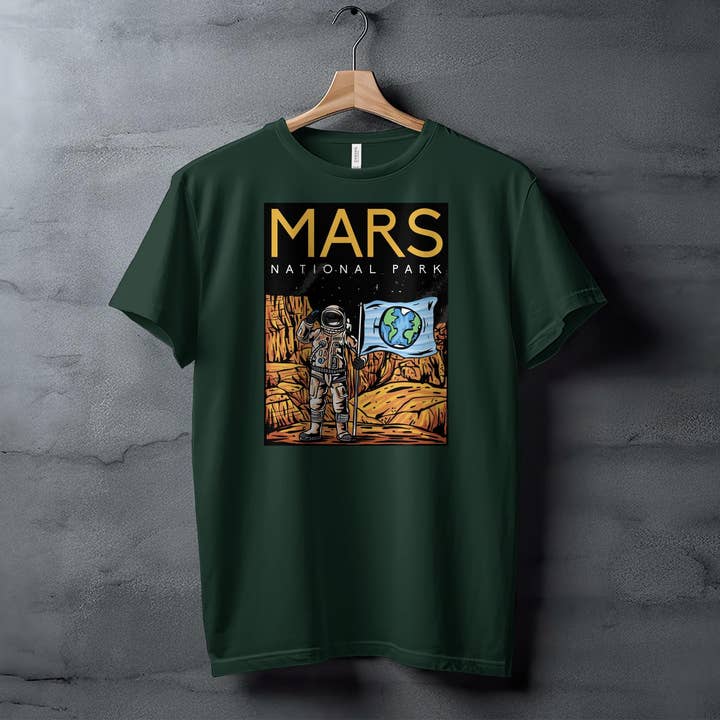 Mars National Park T-Shirt, Astronaut Graphic Tee, Space Explorer Shirt, Unisex Sci-Fi Apparel, Outer Space Clothing, Planetary Tee for wholesale by FreakyTeeFactory