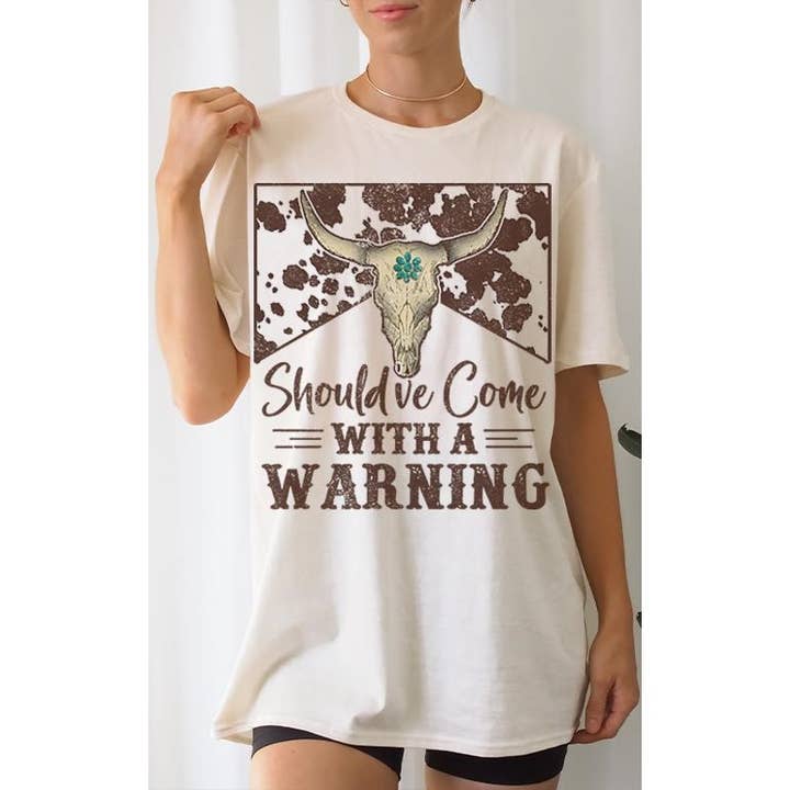 T-shirt graphique oversize Shouldve Come With Warning Western pour la vente par Select Apparel