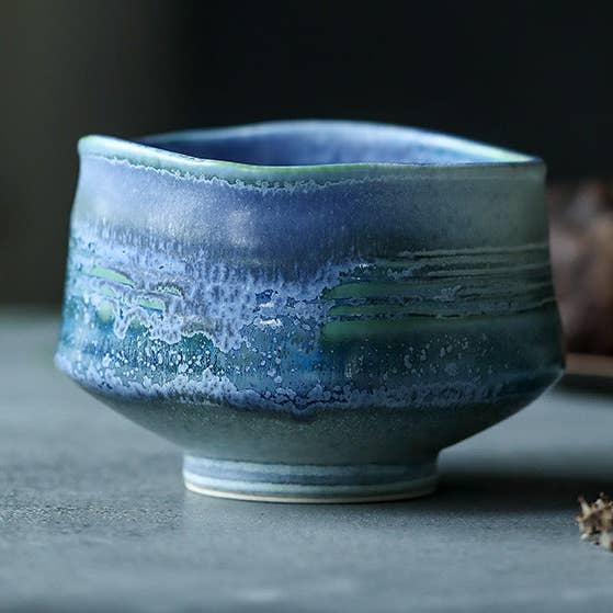 Gohobi Ceramic Blue Matcha Bowl for wholesale by Gohobi (We cover U.S. import duties)