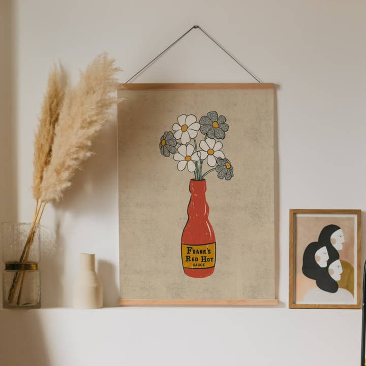 Hot Sauce Vase Wall Art Print Home Decor for wholesale by Molly Illustration
