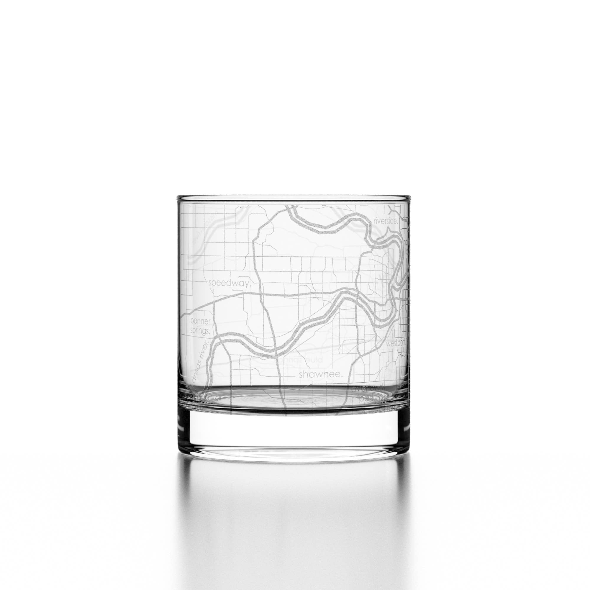 Well Told - Wholesale Cocktail/Liquor Glass - Kansas City, MO City Map - Etched Whiskey Rocks Glass3
