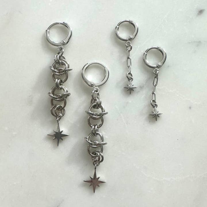 Foolish Fetish - Wholesale Dangle Earrings - Cosmic Starburst Chainmail Earrings2