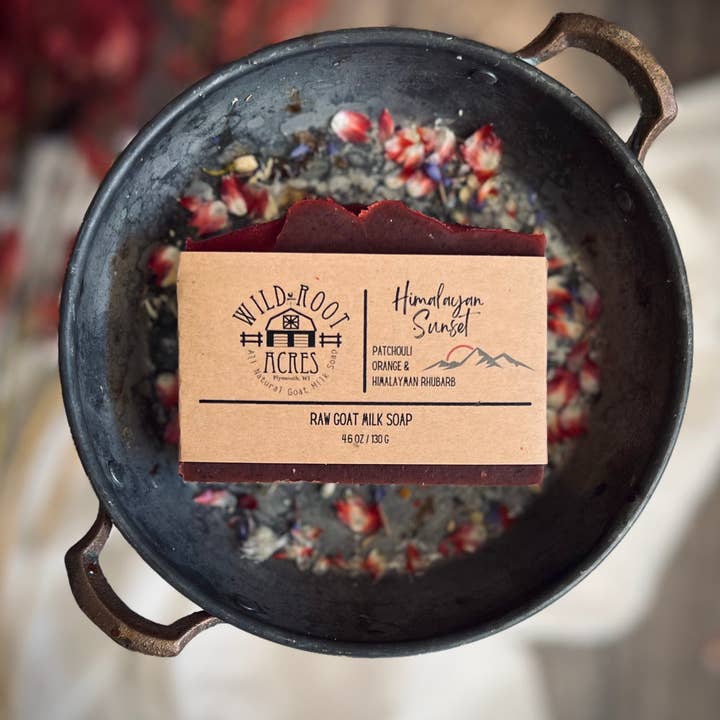 Himalayan Sunset goat milk soap for wholesale by Wild Root Acres LLC