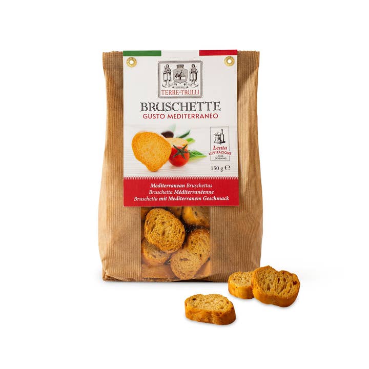 Terre dei Trulli - Vendita all'ingrosso Snack soffiati - Bruschette al forno Gusto Mediterraneo 150g - Made in Italy
